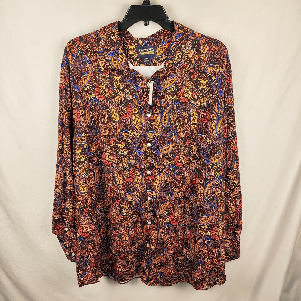 Cremieux Shirt Mens Big 3X Multicolor Paisley Stretch Button Up Long Sleeve